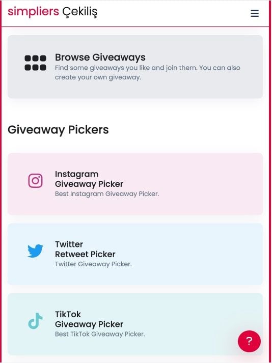 Simpliers giveaway picker on tablet